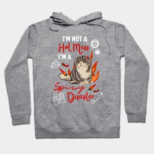 Cute Scottish Fold Cat Mom is A Hot Mess I Am A Spicy Disaster Hoodie